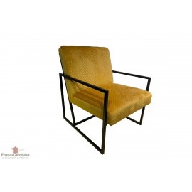 Fauteuils vintage velours jaune