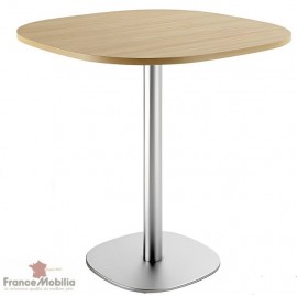 Table carrée pied central inox