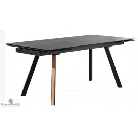 Table a manger pieds acier plateau céramique