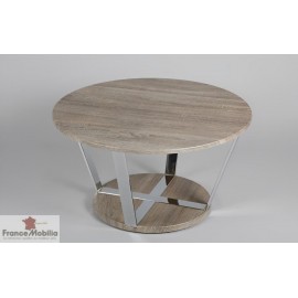 Table basse inox plateau rond