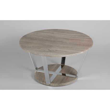 Table basse inox plateau rond