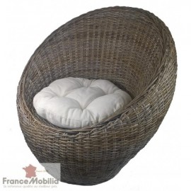 Fauteuil coque en poelet gris