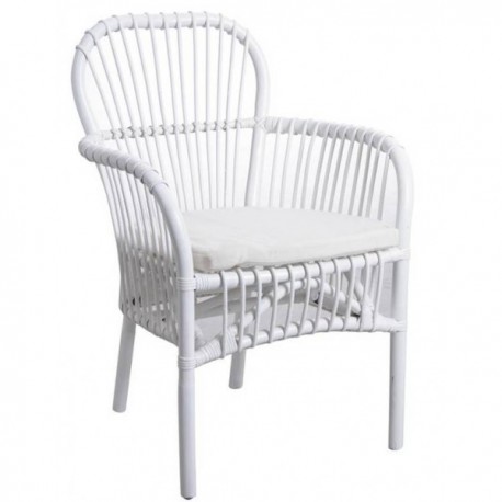 Fauteuil rotin laqué blanc