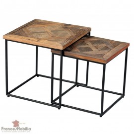 Tables gigogne en manguier damier