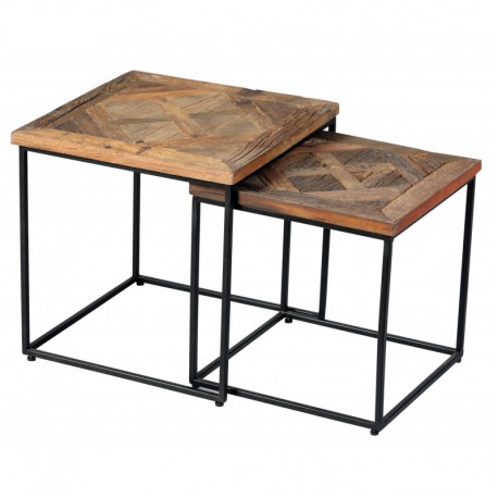 Tables gigogne en manguier damier