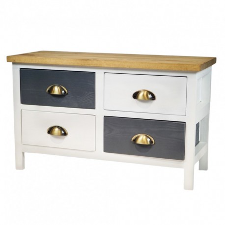 Commode 4 tiroirs bicolore