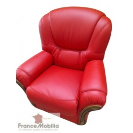 fauteuil cuir rouge et bois italien