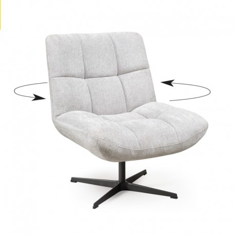 Fauteuil pivotant en tissu gris perle