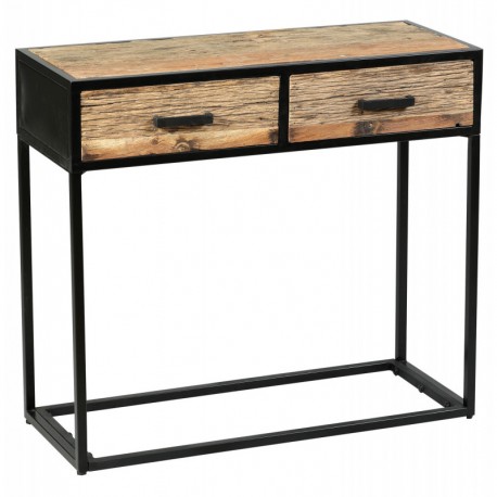 Console design en teck massif recyclé et acier
