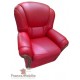 fauteuil cuir rouge et bois italien