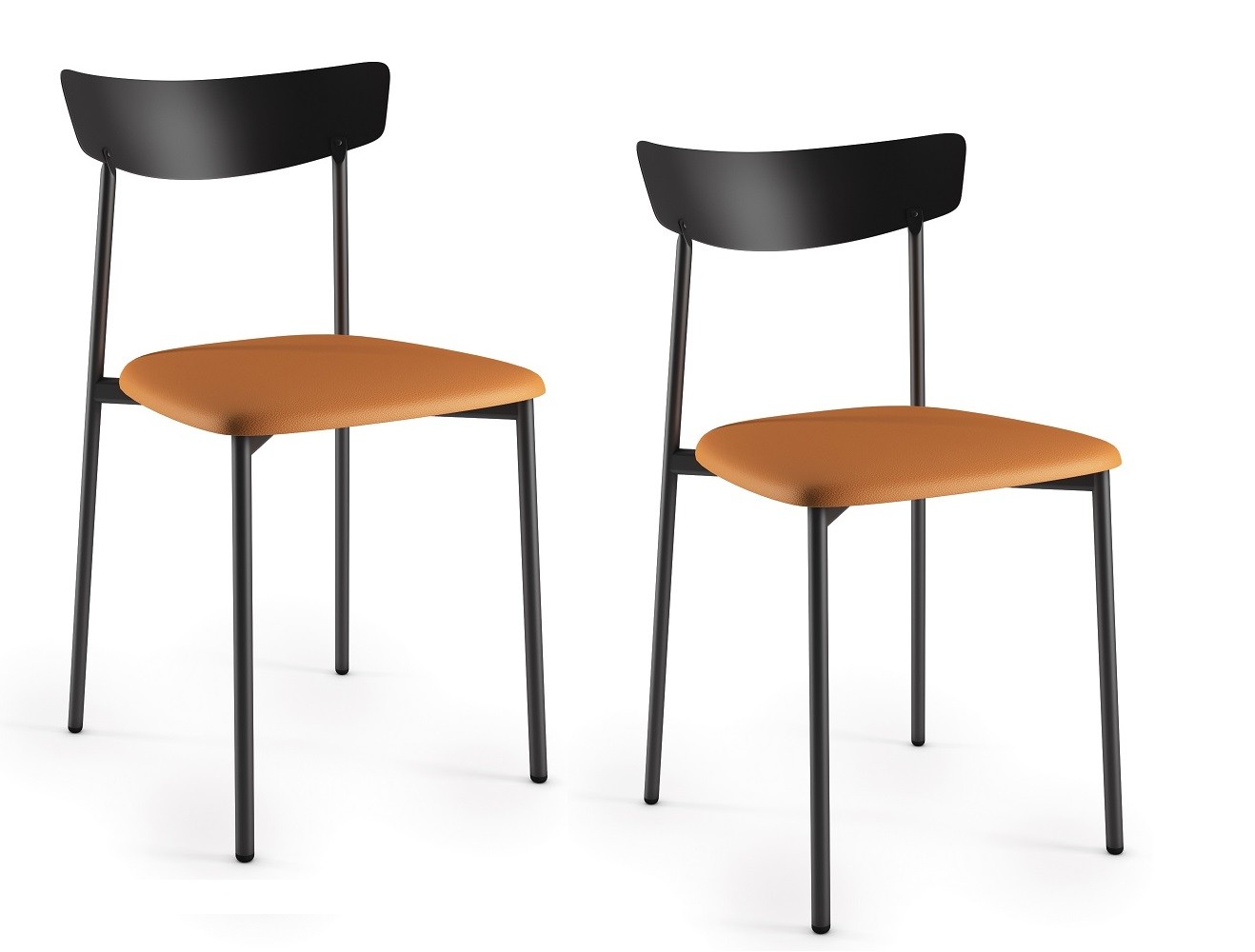 Chaises style écolier en métal et simili cuir