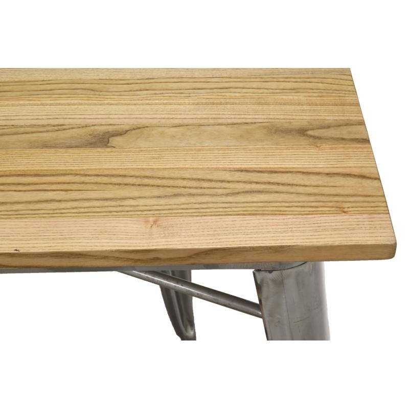 Table industrielle bois métal brossé